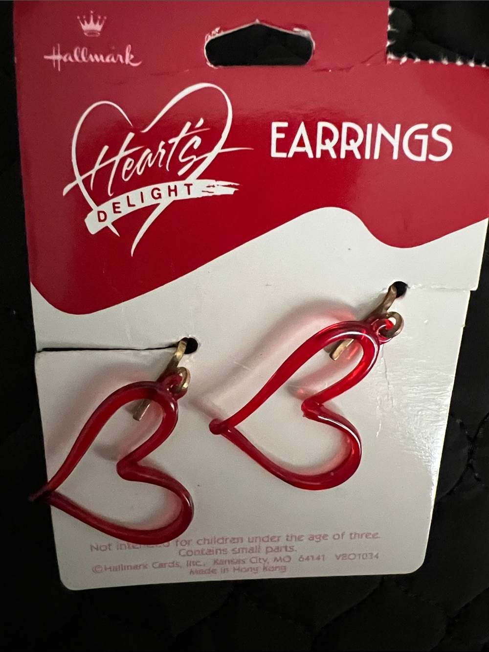 Hallmark Red Open Heart Dangle Earrings 80s -90s vintage